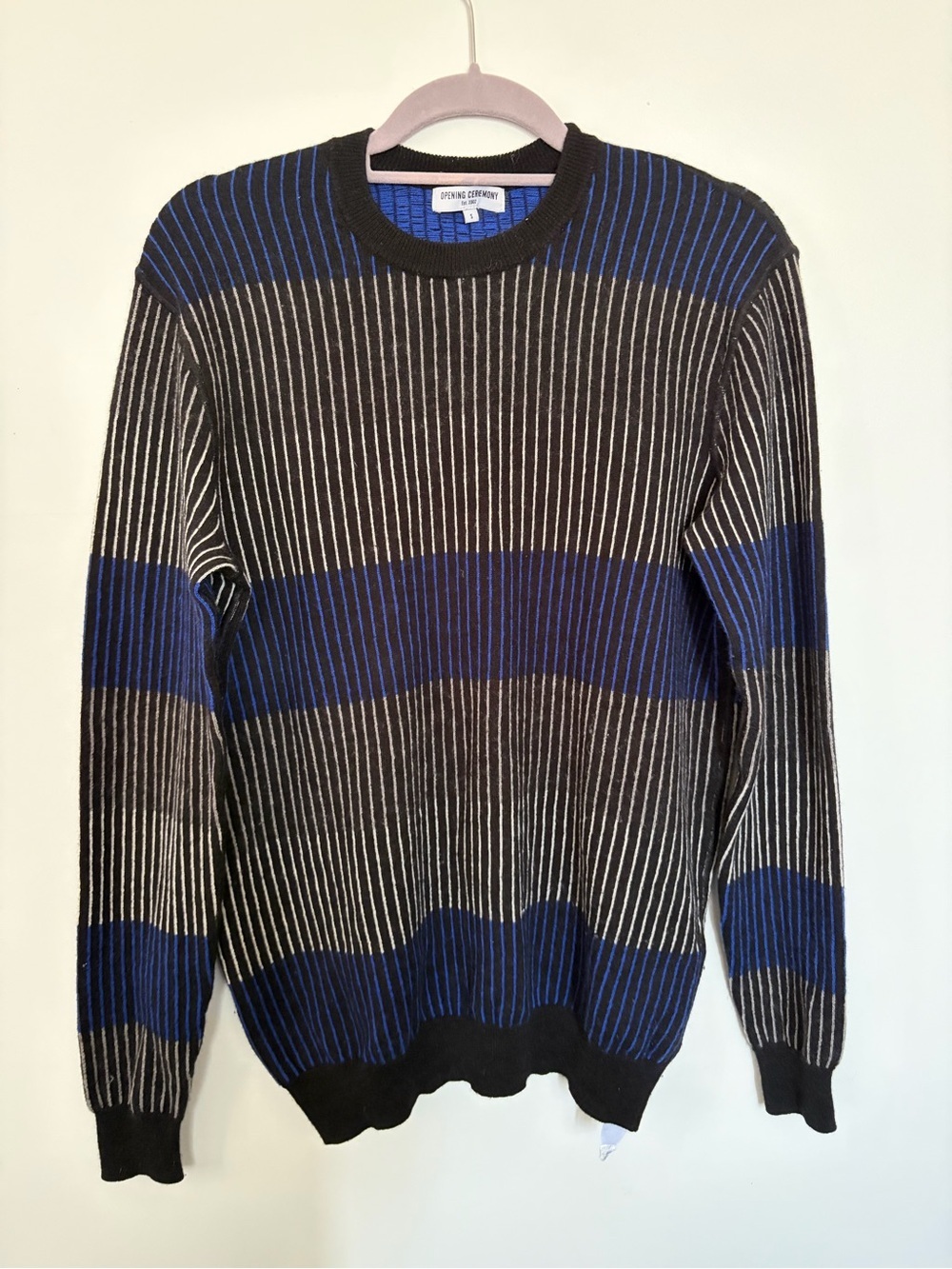 Opening Ceremony Black and Blue Striped Knit Sweater - S